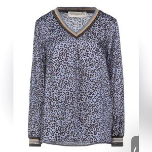 Shirtaporter Italy Leopard silky track stripe Blouse